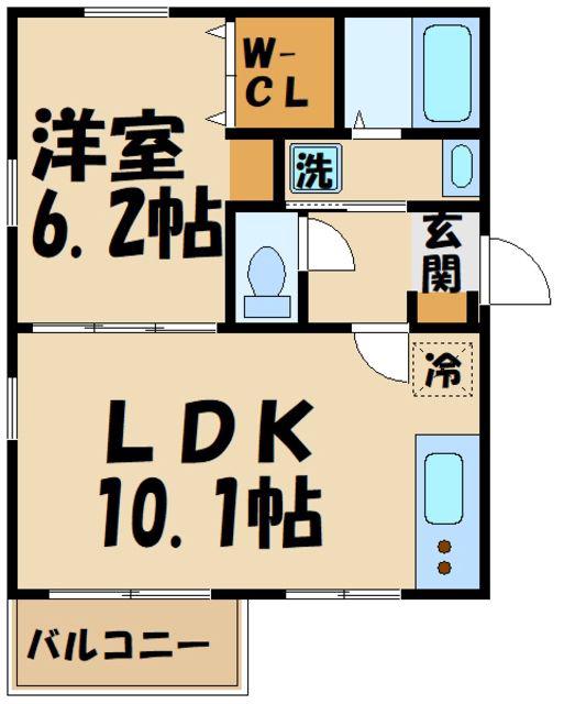ホワイトハウス(1LDK/1階)の間取り写真