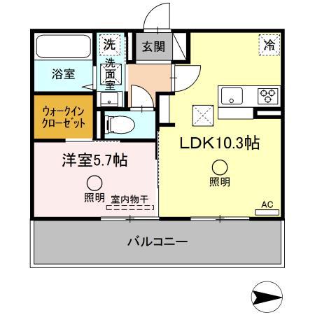 コスモス田迎(1LDK/1階)の間取り写真