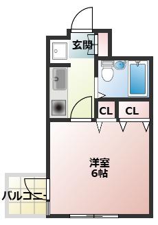 サウスコースト狩口(1K/3階)の間取り写真