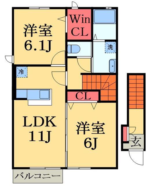 サウスウィンズ8(2LDK/2階)の間取り写真
