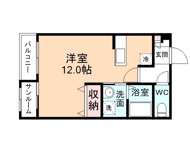 ラピスラズリII(ワンルーム/1階)の間取り写真