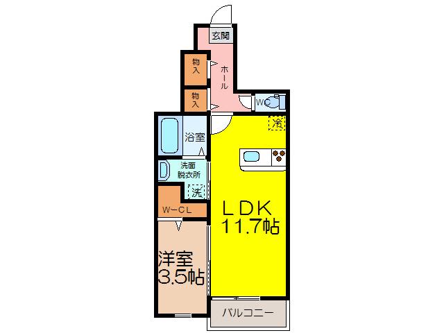 ラディエース(1LDK/1階)の間取り写真