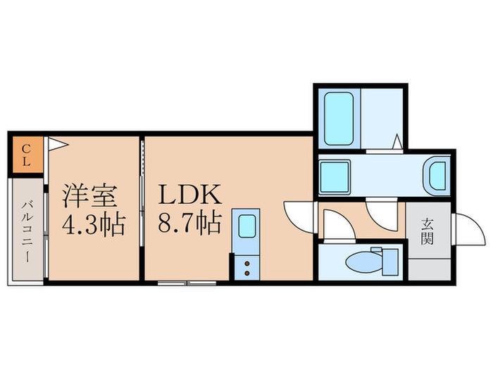 アプリーレ若松(1LDK/3階)の間取り写真