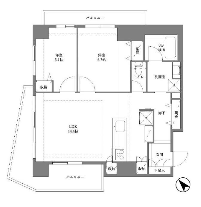 プロスペクト清澄庭園(2LDK/7階)の間取り写真