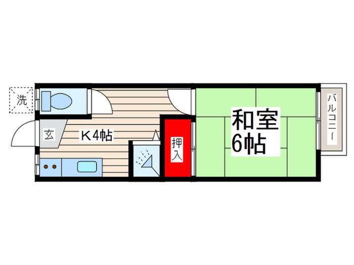 さつき荘(1K/2階)の間取り写真