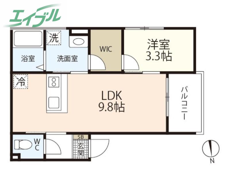 REGALE NANOKAICHI(1LDK/2階)の間取り写真