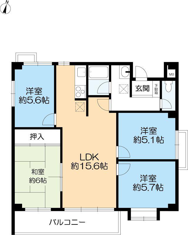 フォレスト岡本(4LDK/3階)の間取り写真