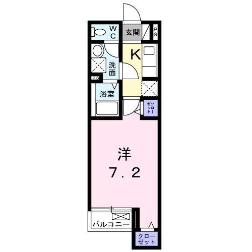 プラシード カメリア(1K/2階)の間取り写真