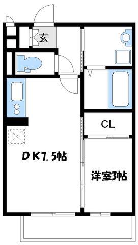 セジュール上鶴間(1DK/1階)の間取り写真