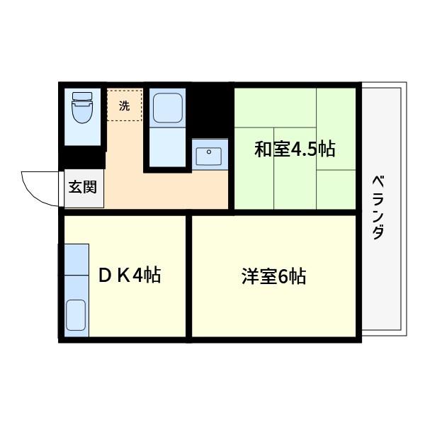 コーポスズキ(2DK/2階)の間取り写真