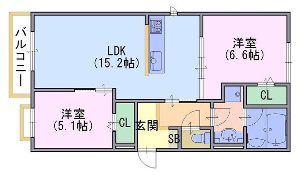 ブランシュ(2LDK/3階)の間取り写真