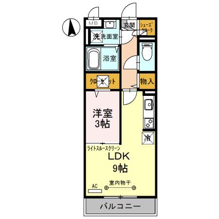 メルヴェーユ(1LDK/2階)の間取り写真