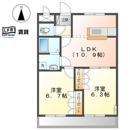 レゾネイト・セゾン51(2LDK/1階)の間取り写真