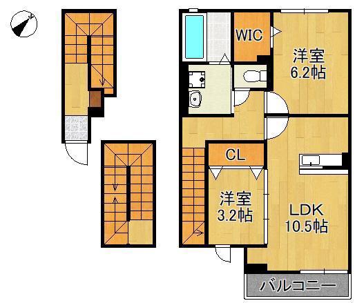 ラ・ポーズ葛原(2LDK/3階)の間取り写真