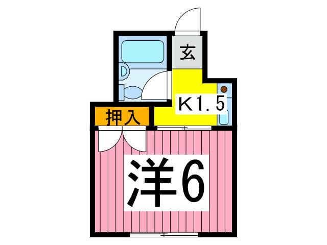 フラワーハイツ(1K/1階)の間取り写真