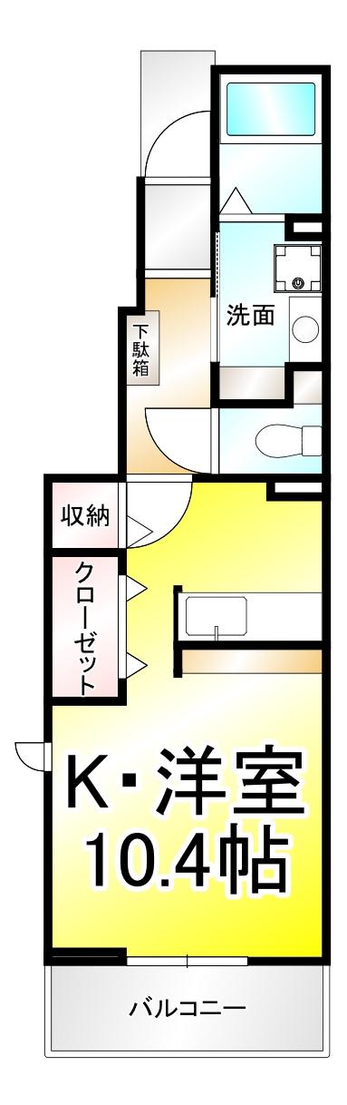 ジュラフA(1K/1階)の間取り写真