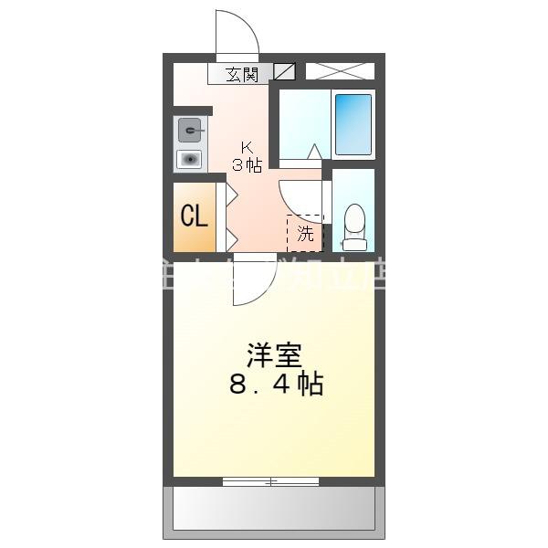 A・CITY明治本町(1K/3階)の間取り写真