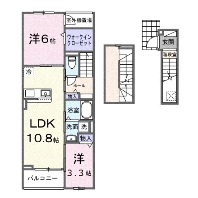 ヒカルサ清水本町(2LDK/3階)の間取り写真