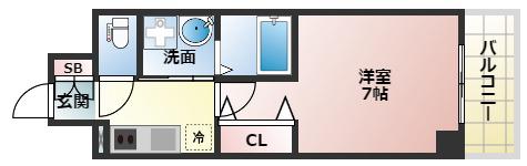 アーバンパーク田辺(1K/5階)の間取り写真