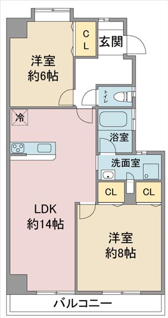 ラ・フォーレ杁ヶ池(2LDK/2階)の間取り写真