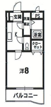 ティラーノG(1K/1階)の間取り写真