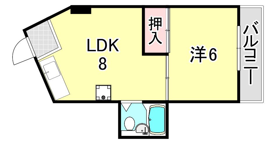 西島ビル(1LDK/3階)の間取り写真