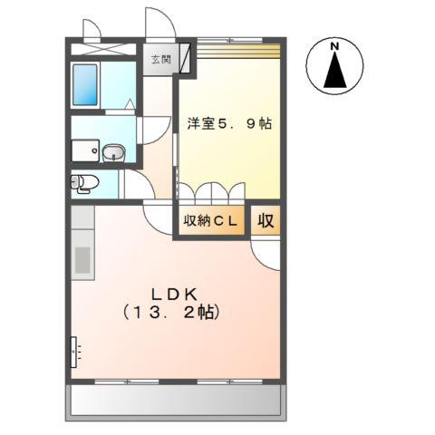 ファミリエ弐番館(1LDK/2階)の間取り写真