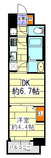 プレサンスOSAKA東成中本ハーヴィル(1DK/4階)の間取り写真