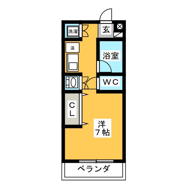アメリアLコート(ワンルーム/2階)の間取り写真