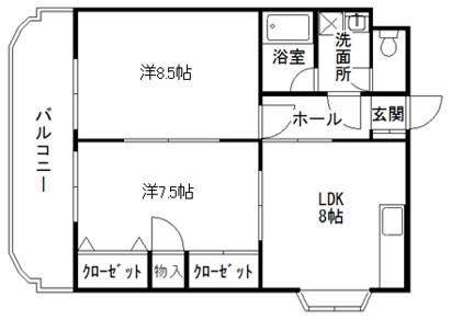キャッスル12(2LDK/1階)の間取り写真