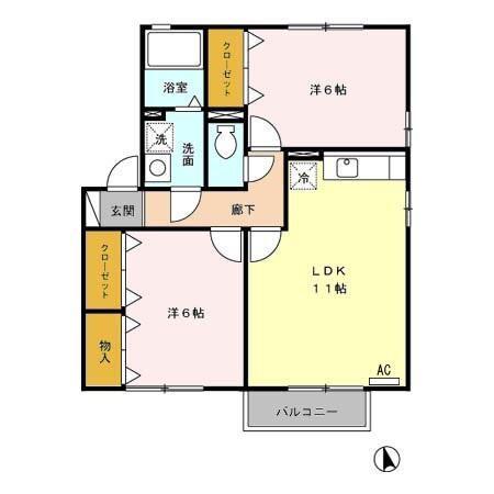 リオグランデC(2LDK/2階)の間取り写真