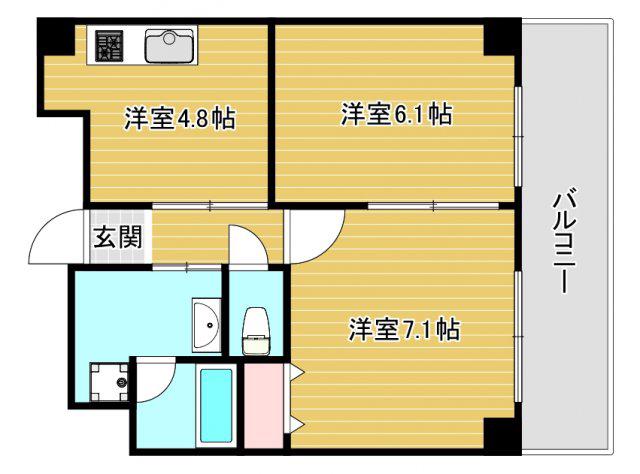 ハクユウ元町(2DK/2階)の間取り写真