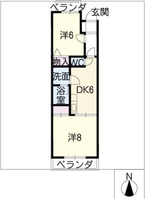 ステイツ中村(2DK/3階)の間取り写真