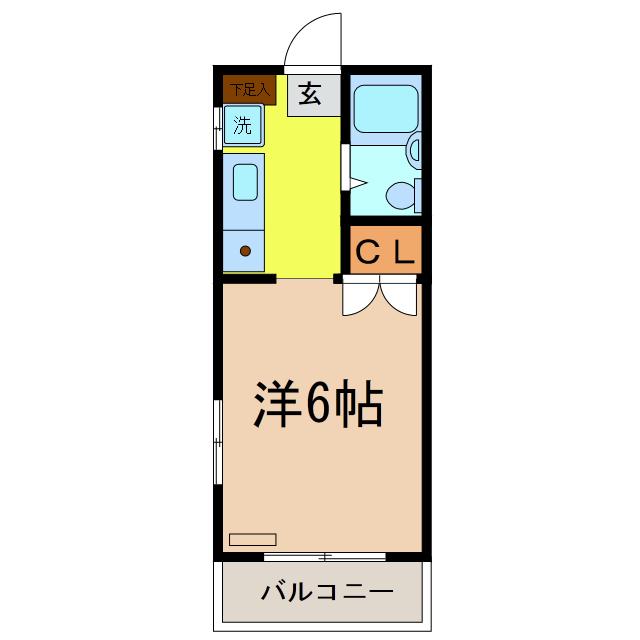 モンパレス小山5号棟(ワンルーム/2階)の間取り写真