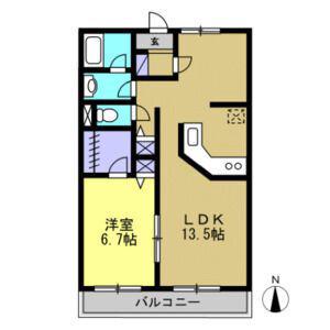 メルローズプレイス宇都宮(1LDK/4階)の間取り写真