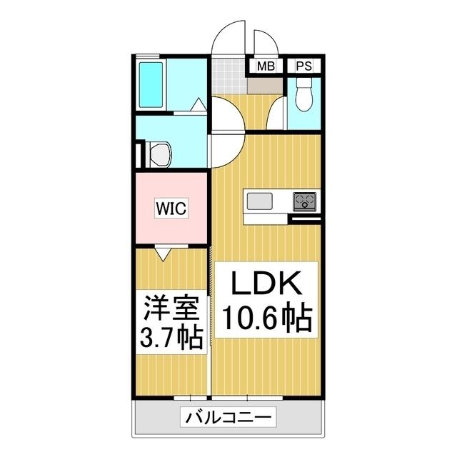 イナダバイシュライン(1LDK/1階)の間取り写真