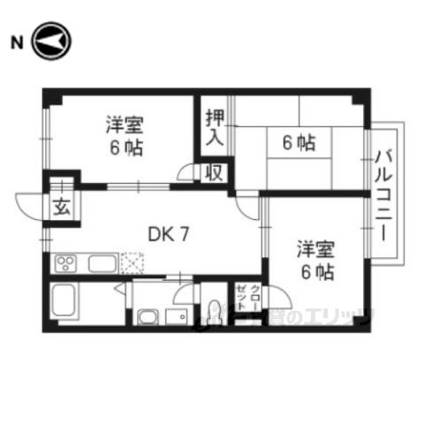 ハイツサンシャイン(3DK/1階)の間取り写真