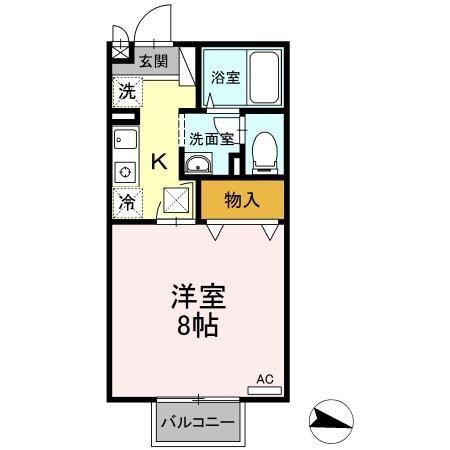 ハーヴェスト(1K/1階)の間取り写真