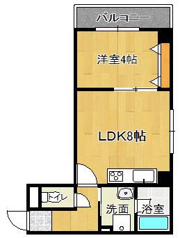 ウエスト COURT DR(1LDK/3階)の間取り写真