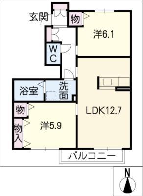 ZG B(2LDK/1階)の間取り写真