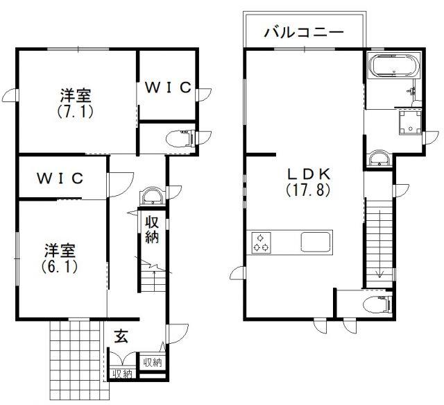ジュエリーウエスト 小松(2LDK/1階)の間取り写真