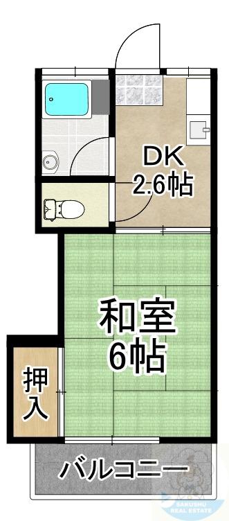 ハイツ英(1DK/2階)の間取り写真
