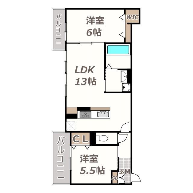 エスポアレジデンス(2LDK/2階)の間取り写真