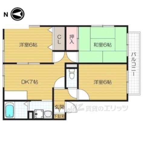 サニーフレッシェンⅠ(3DK/2階)の間取り写真