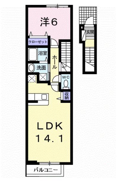 ジャン&T(1LDK/2階)の間取り写真