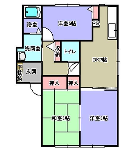 ハイツアドバンス(3DK/2階)の間取り写真