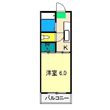第10つくもコーポ(1K/7階)の間取り写真