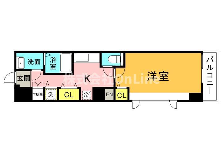 メゾンルージュ小橋(1K/9階)の間取り写真