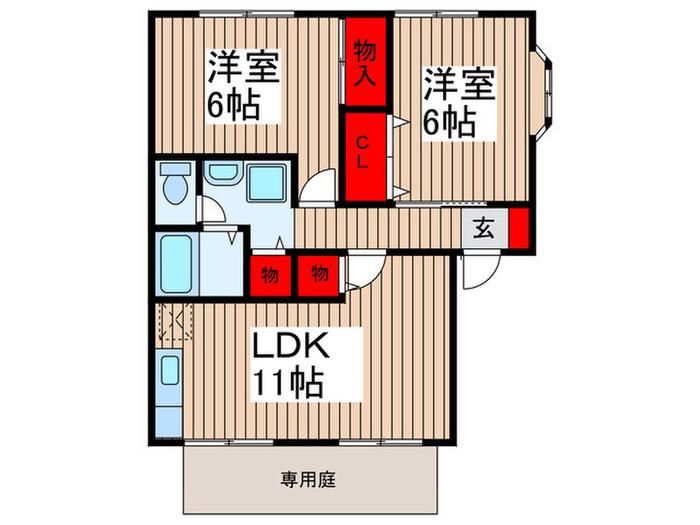 メゾン・ド・ベル(2LDK/1階)の間取り写真