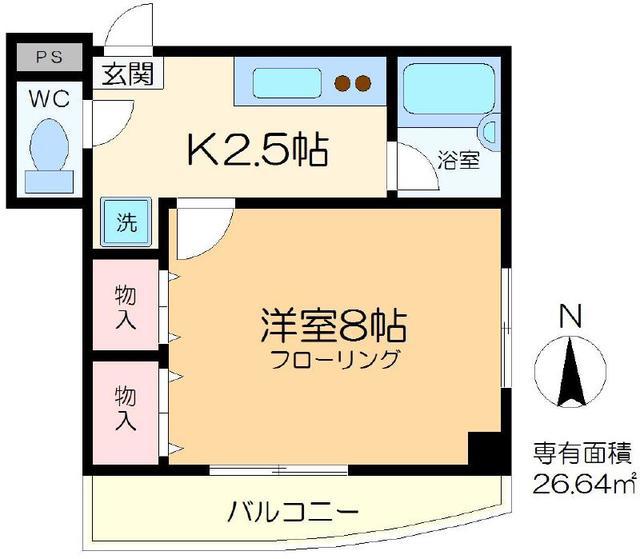 マリーナ・タカケンビルNO.6(1K/2階)の間取り写真